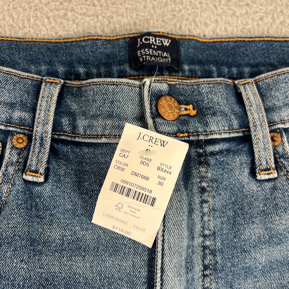 J.Crew Essential Straight Leg Womens Medium Wash Raw Hem Jeans 30 - Picture 3 of 12